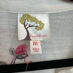 Fig and Flower Button Up Shirt Size Medium M Embroidered Floral Semi Sheer NWT White Photo 7