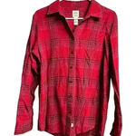 Lands' End  Blake Shelton Flannel Shirt Women's Medium Red Buffalo Plaid Photo 0
