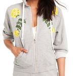 Wildfox  Gray Floral Zip Up Hoodie size XS Photo 0