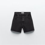 NWT Zara Black Denim Shorts, classic mom fit. High rise size 8. Photo 1