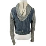 Free People Throwback Denim Jean Hoodie Jacket Sweatshirt Grunge 90s XS Photo 9