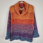 Chelsea & Theodore Multicolor Knit Cowl Neck Sweater Size L Orange Size L Photo 12