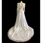 Vintage wedding sequenced dress with detachable skirt & train Ivory gold medium White Photo 13
