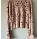 Bobeau  Pink Floral Cut Out Coquette Cotton Blend Cardigan Flare Sleeves Size XL Photo 1