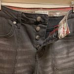 Frye & Co. Button Front Flare Fray Hem Jeans In Charcoal Wash Size 8 Black Photo 4