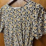 Boden Knot Front Jersey Short Sleeve Mini Dress Floral Marigold Black 10 Yellow Photo 4