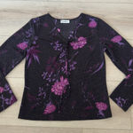 Carol Rose Vintage  Black and Purple Floral Blouse 💜 💐 Photo 0