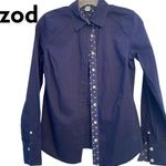 IZOD Button Down Long Sleeve Cotton Blend Navy Shirt XS Photo 0