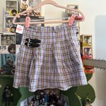 Plaid Pleated Skirt with Buckle Detail Purple Size M Photo 3