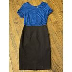 Burberry London Scoop Neck Mini Dress Scuba Skirt In Black Top Blue Size 6 Photo 2
