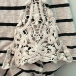 Fringe Striped V-Neck Top with Lace Accents 3/4 sleeves Photo 2