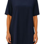 Eileen Fisher Women's Tencel Knit Hi-Low Tunic Dress Navy Blue Slit Sleeve Sz M Photo 0