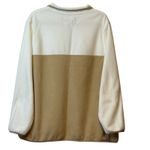 Lands' End  Women's 2X Pullover Fleece Hoodie Button Mock‎ Neck Cream & Beige # Photo 1