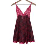 Floral Embroidered Sequin Pink and‎ Black Lace Nightgown Chemise Lingerie Size L Photo 3