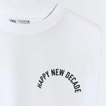 ZARA NWT HAPPY NEW ECADE SLOGAN PRINT T-SHIRT WITH SHOULDER PADS Photo 2