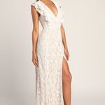 Lulus This Moment in Time White Lace Ruffled Maxi Dress Photo 3
