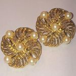 M. Jent Vintage Gold Tone and Faux Pearl Retro Boho Earrings Photo 0