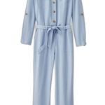 Soft Surroundings ladies Kerry jumpsuit linin blend button up cute soft size 10 Photo 2