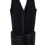 Max Studio Faux Fur Shearling Black Long Vest Duster Jacket Sleeveless Medium Photo 0