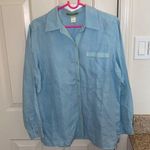 Sigrid Olsen Women’s Blue Button Down Linen Shirt Sz M GUC Comfy Lightweight Photo 3