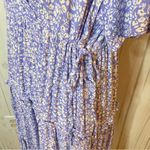 ELLOS Tiered Midi Dress Surplice Neckline in French Blue Ditsy Floral, Size: 18 Photo 6