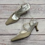 Stuart Weitzman Satin Crystal Embellishments Slingback Pumps Champagne Size 10 Photo 1