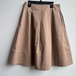Staud London Tan Preppy Cotton Pleated Knee Length Circle Skirt Size 2 Small Photo 2
