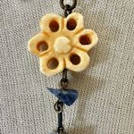 Boho Sodalite + Bone Flower Y Necklace w/ Turquoise Drop Blue Photo 2