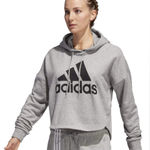 Adidas Women's Gray Cropped OVERSIZED Hoodie Photo 0