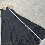 J.Crew Women’s Tiered Knit Midi Dress Sleeveless With Eyelet Trim in Black XS Photo 10