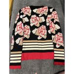 Missoni  Knit Cardigan 6 Italy Red Black Wool Viscose Floral Stripes Classic Photo 7