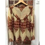 None Womens Vintage 70s Style Sheer Tunic Tan Brown Large Photo 5