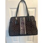 Coach  Black Signature Python Stripe Carryall shoulder Bag 14x10x6 hobo Photo 7