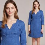 Boden 100% Linen Blue Tunic Shift Midi Dress Size 16 Long Photo 1