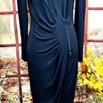Carlisle  Double Zipper Ruched Front Slimming Dress Black 8 Photo 5