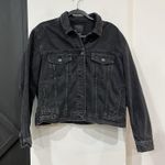American Eagle  Women’s Black Denim Jacket Size Large Grunge Photo 0