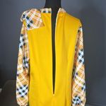 Women’s Yellow Midi Dress Mock Neck Plaid Long Sleeves and Bow Detail Size 2XL Photo 14