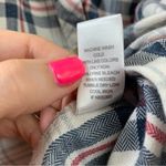 LA Hearts Plaid Button Down Cream/Navy Long Sleeve Top Photo 2