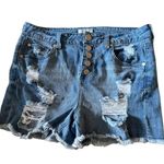 Elan  Jean Denim Shorts Distressed and Frayed Size Medium Stretch Photo 0