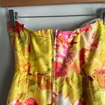 J.Crew  100% Silk Floral Strapless Dress Yellow Pink Orange Watercolor Print 4 Photo 7