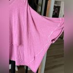 We The Free  People CC tee barbie pink raglan raw hem cropped top distressed Photo 5