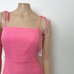 Old Navy [] Pink Linen Blend Square Neck Mini Dress Smocked Tie Straps Sz Large L Photo 8