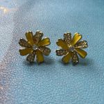 Yellow Flower Stud Earrings Rhinestone Daisy Girlhoodcore Retro Mod Jewelry Y2K Photo 3