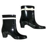 Kate Spade Black Paloma Ankle Rain Boots with Ivory Bow size 6 Photo 2