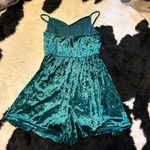 Teal Velvet Dress Romper Green Size M Photo 3