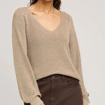 Gentle Fawn  Tan Hailey Pullover Thon Knit V Neck Sweater Size Large Photo 0