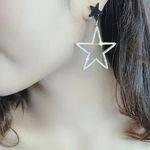 Crystal Hollow Star Stud Drop Earring Gold Photo 1