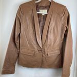 Michael Kors 🌞MICHAEL  90’s Style Camel Leather Blazer Padded Shoulders A Photo 0