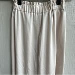 Claudie Pierlot Wide Leg Trousers Pants with Smocked Waist Band Satin Beige 38 Gold Size 6 Photo 9