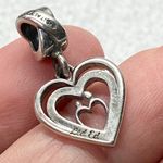 925 Italian Silver Mother Daughter Heart Charm With CZ Crystals Compatible Gift Photo 4